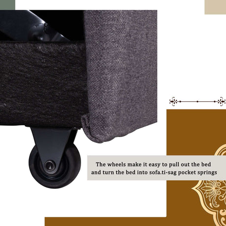 Crane Sleeper Sectional Sofa Grey with Storage Space - Ornate Home