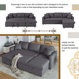 Crane Sleeper Sectional Sofa Grey with Storage Space - Ornate Home