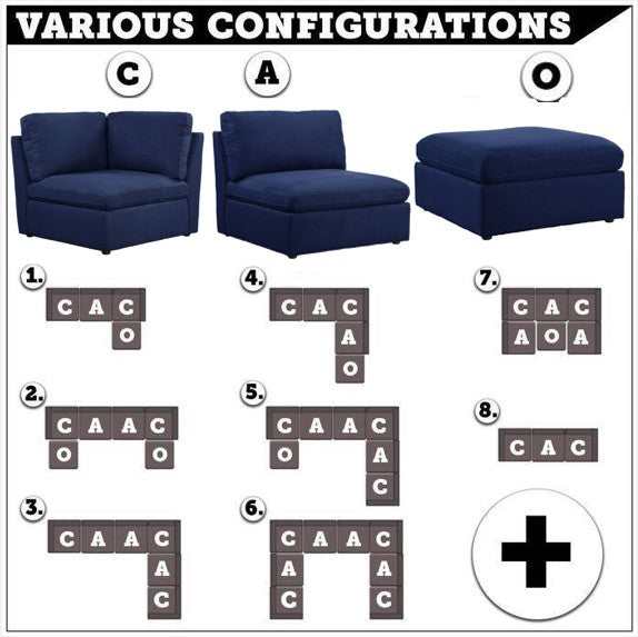 Crosby Deep Blue Modular Sectional Units Create your own Style - Ornate Home