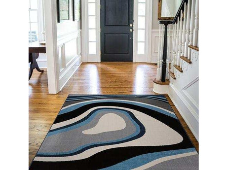 Crystal Blue/Cream Modern Geometric Indoor Non Slip Area Rugs - Ornate Home
