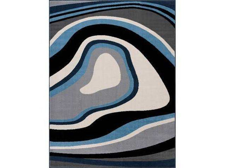 Crystal Blue/Cream Modern Geometric Indoor Non Slip Area Rugs - Ornate Home