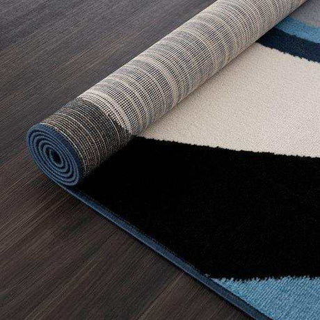 Crystal Blue/Cream Modern Geometric Indoor Non Slip Area Rugs - Ornate Home