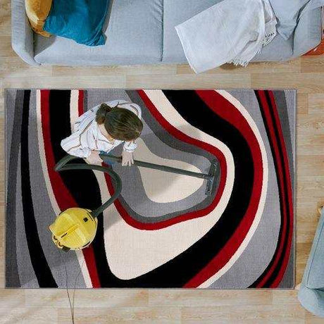 Crystal Burgundy/Cream Modern Geometric Indoor Non Slip Area Rugs - Ornate Home