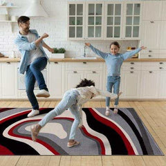 Crystal Burgundy/Cream Modern Geometric Indoor Non Slip Area Rugs - Ornate Home