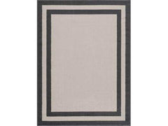 Crystal Cream/Gray Modern Bordered Indoor Non Slip Area Rugs - Ornate Home