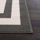 Crystal Cream/Gray Modern Bordered Indoor Non Slip Area Rugs - Ornate Home