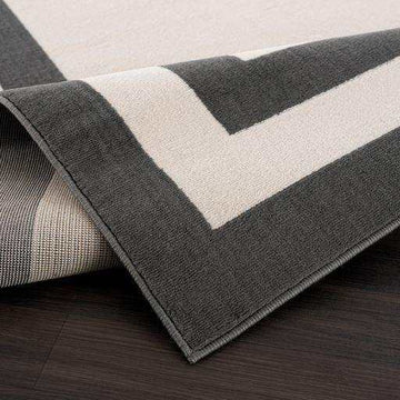 Crystal Cream/Gray Modern Bordered Indoor Non Slip Area Rugs - Ornate Home