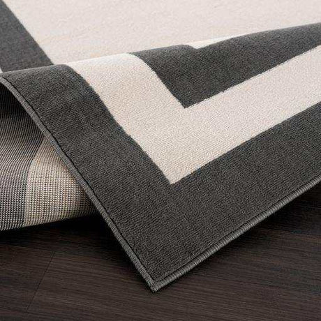 Crystal Cream/Gray Modern Bordered Indoor Non Slip Area Rugs - Ornate Home