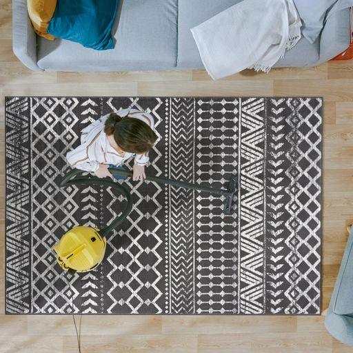 Crystal Dark Gray/Cream Modern Boho Indoor Non Slip Area Rugs - Ornate Home