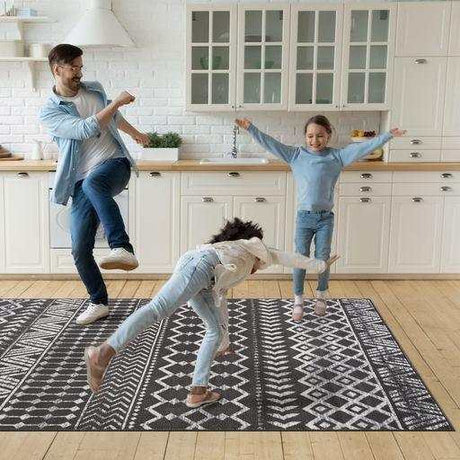 Crystal Dark Gray/Cream Modern Boho Indoor Non Slip Area Rugs - Ornate Home