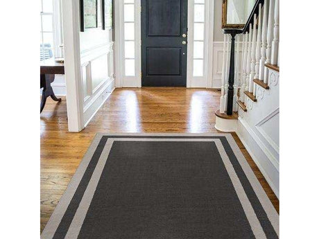 Crystal Dark Gray/Cream Modern Bordered Indoor Non Slip Area Rugs - Ornate Home