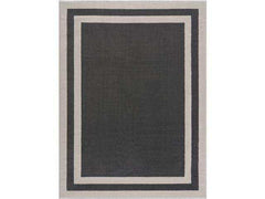 Crystal Dark Gray/Cream Modern Bordered Indoor Non Slip Area Rugs - Ornate Home