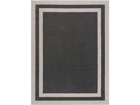 Crystal Dark Gray/Cream Modern Bordered Indoor Non Slip Area Rugs - Ornate Home
