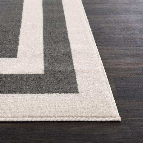 Crystal Dark Gray/Cream Modern Bordered Indoor Non Slip Area Rugs - Ornate Home