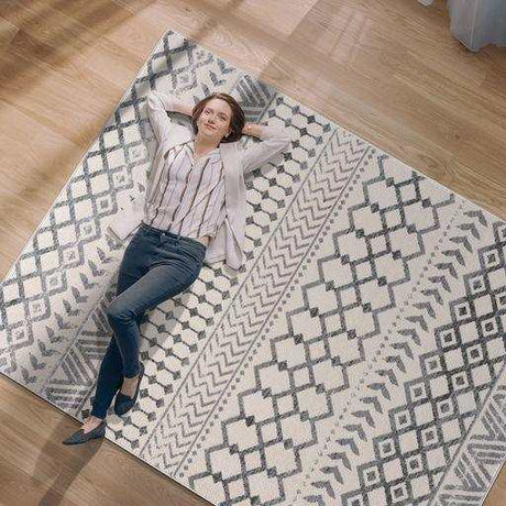 Crystal Gray/Cream Modern Boho Indoor Non Slip Area Rugs - Ornate Home