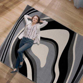 Crystal Gray/Cream Modern Geometric Indoor Non Slip Area Rugs - Ornate Home