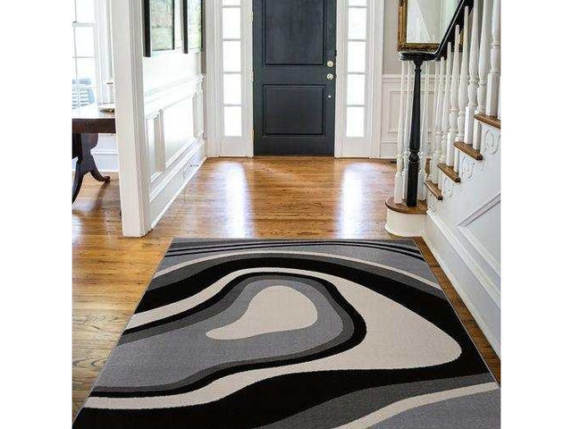 Crystal Gray/Cream Modern Geometric Indoor Non Slip Area Rugs - Ornate Home