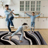 Crystal Gray/Cream Modern Geometric Indoor Non Slip Area Rugs - Ornate Home