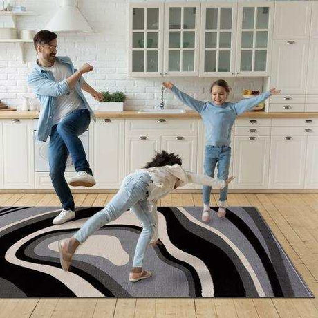 Crystal Gray/Cream Modern Geometric Indoor Non Slip Area Rugs - Ornate Home