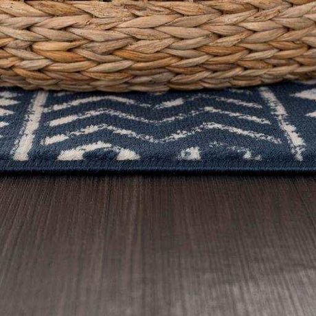Crystal Navy Blue/Cream Modern Boho Indoor Non Slip Area Rugs - Ornate Home
