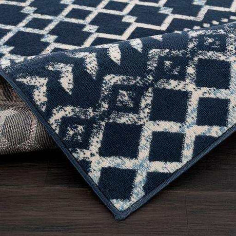Crystal Navy Blue/Cream Modern Boho Indoor Non Slip Area Rugs - Ornate Home