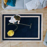 Crystal Navy Blue/Cream Modern Bordered Indoor Non Slip Area Rugs - Ornate Home