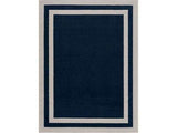 Crystal Navy Blue/Cream Modern Bordered Indoor Non Slip Area Rugs - Ornate Home