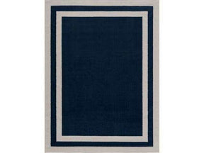 Crystal Navy Blue/Cream Modern Bordered Indoor Non Slip Area Rugs - Ornate Home