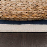 Crystal Navy Blue/Cream Modern Bordered Indoor Non Slip Area Rugs - Ornate Home