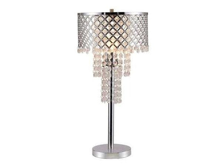 Crystal On Mesh Chrome 28" Touch Table Lamp - Ornate Home