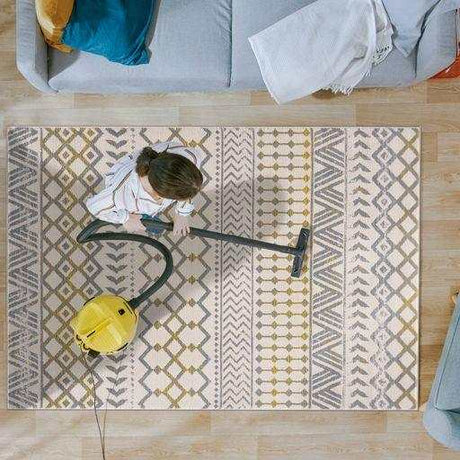 Crystal Yellow/Cream Modern Boho Indoor Non Slip Area Rugs - Ornate Home