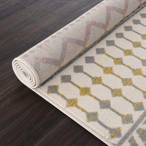 Crystal Yellow/Cream Modern Boho Indoor Non Slip Area Rugs - Ornate Home