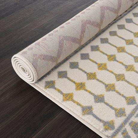 Crystal Yellow/Cream Modern Boho Indoor Non Slip Area Rugs - Ornate Home