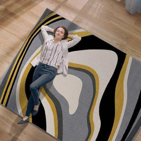 Crystal Yellow/Cream Modern Geometric Indoor Non Slip Area Rugs - Ornate Home