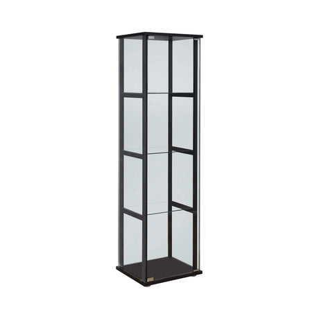 Cyclamen Black & Clear 4 Shelf Glass Curio Cabinet - Ornate Home