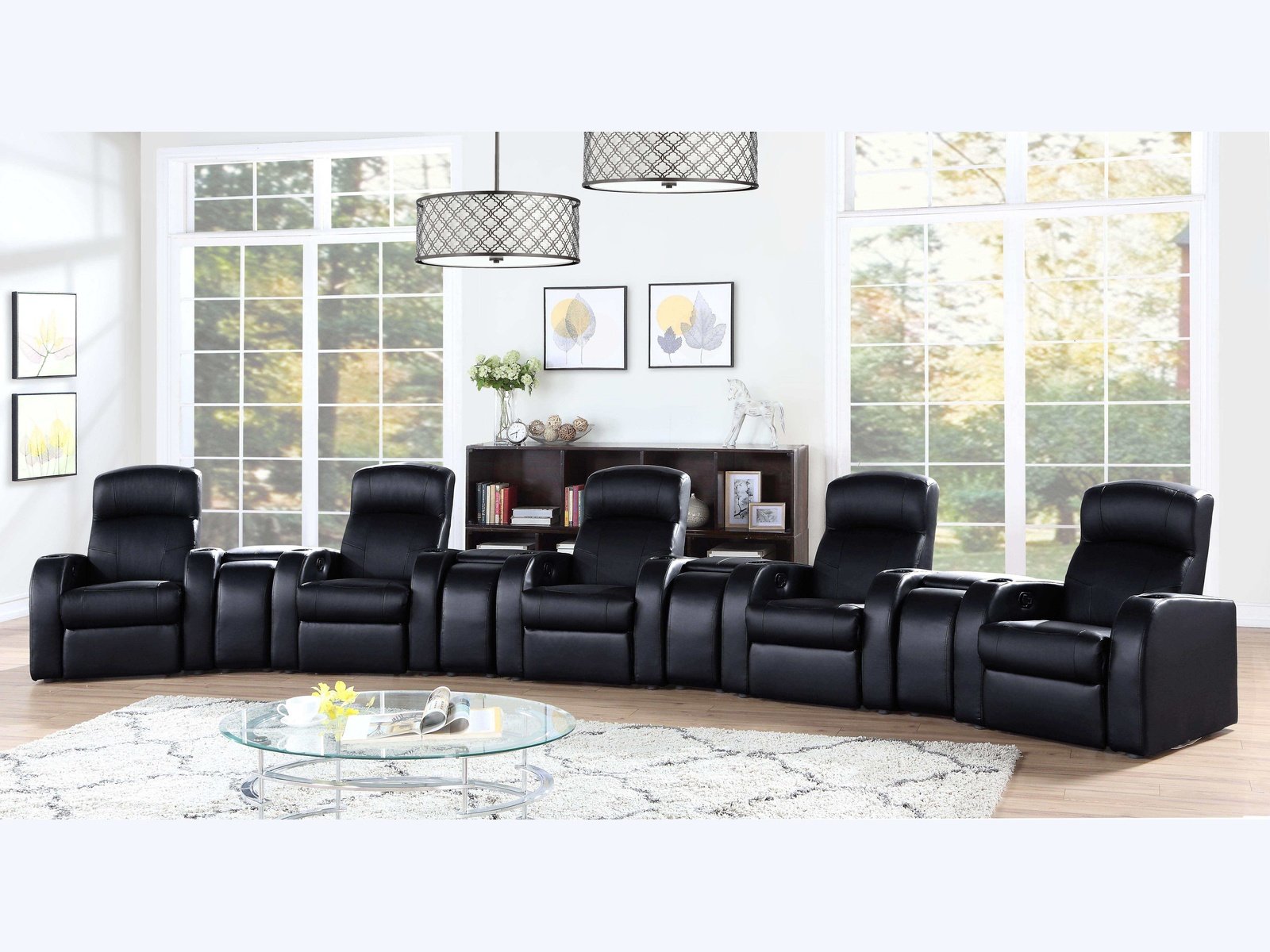 Cyrus Black 9 Pc Theater Seating (5R) - Ornate Home