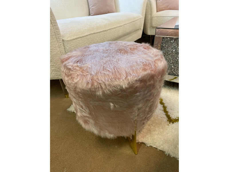 Small Accent Pouf Light Pink & Gold Finish - Ornate Home