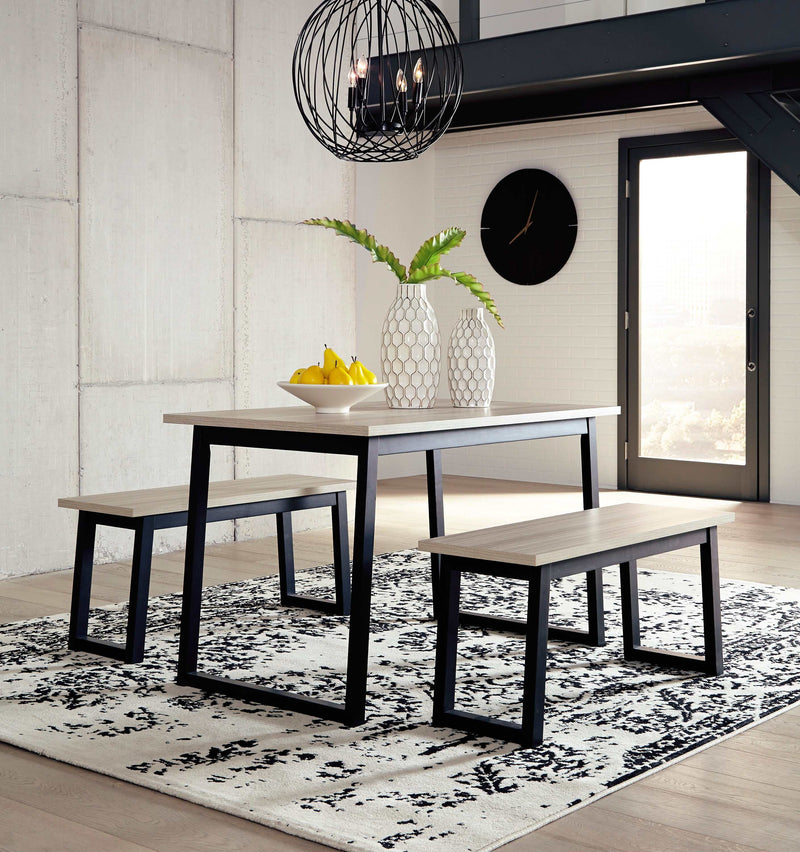 Waylowe Dining Table & Benches (Set of 3)