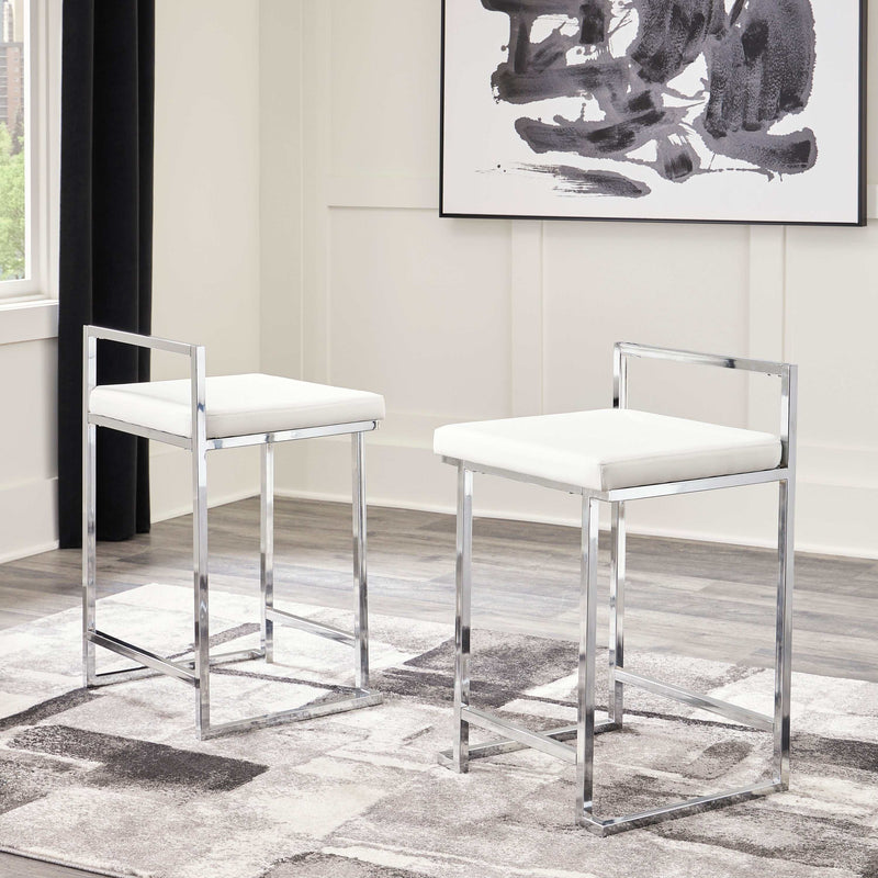 Madanere White Counter Height Bar Stool (Set of 2) - Ornate Home