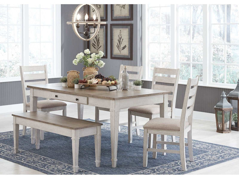 Skempton White/Light Brown Dining Room Set / 6pc - Ornate Home