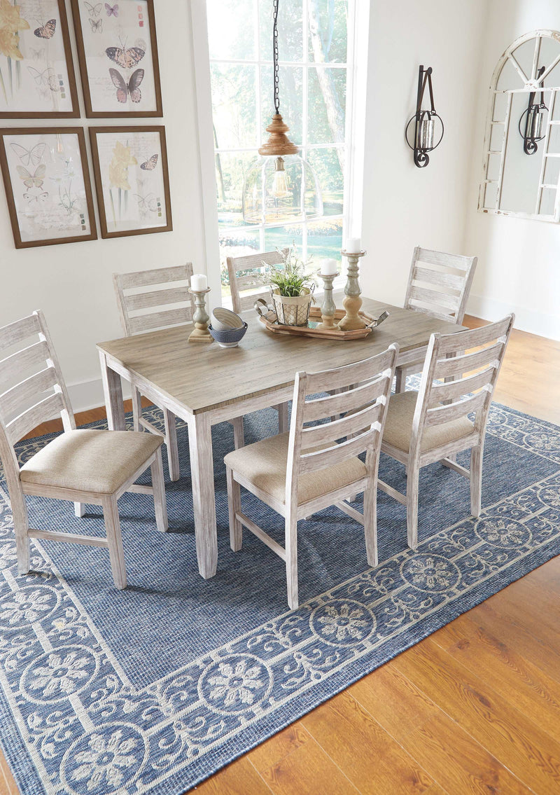Skempton White/Light Brown Dining Table & Chairs (Set of 7) - Ornate Home