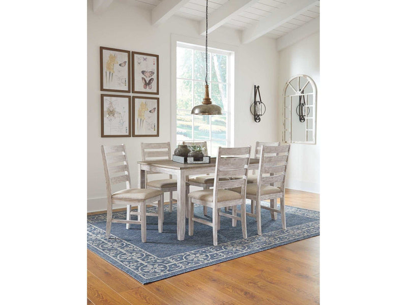 Skempton White/Light Brown Dining Table & Chairs (Set of 7) - Ornate Home