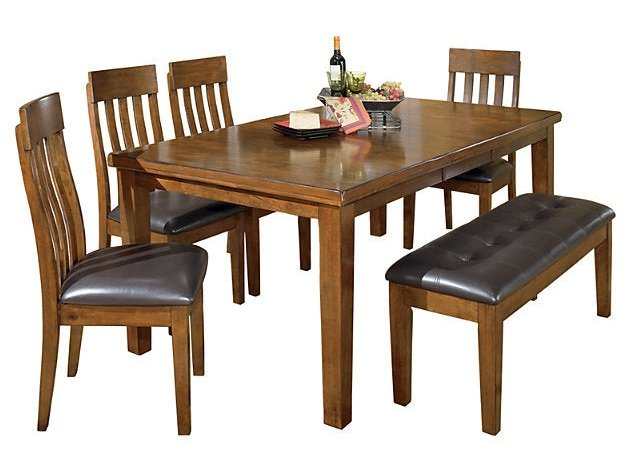 Ralene Medium Brown Dining Room Set with Bench / 6pc - Ornate Home