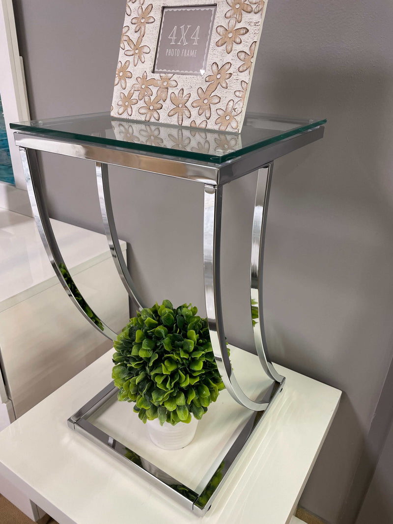 Modme Chrome & Clear Glass End Table - Ornate Home