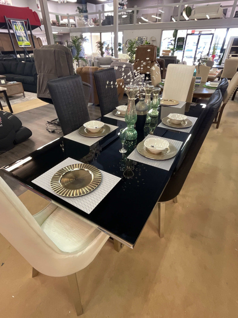 Antoine - Black Glass & Chrome - Dining Table - Ornate Home