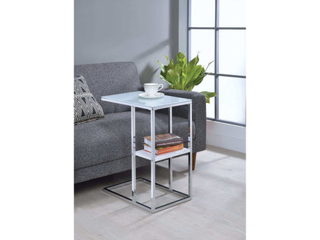 Daisy Chrome & White Accent Table - Ornate Home