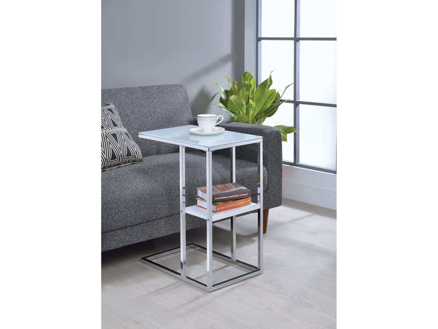 Daisy Chrome & White Accent Table - Ornate Home