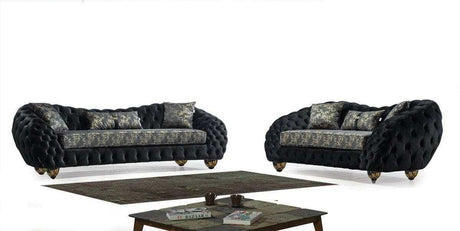 Dalia Black Velvet Living Room Set - Ornate Home