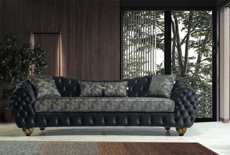 Dalia Black Velvet Living Room Set - Ornate Home