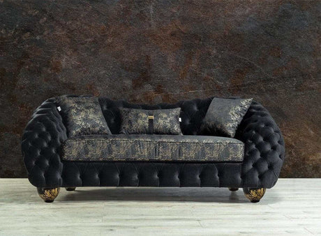 Dalia Black Velvet Living Room Set - Ornate Home